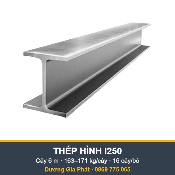 Thép hình I 250 (I250) – cây 6 m, 163–171 kg/cây