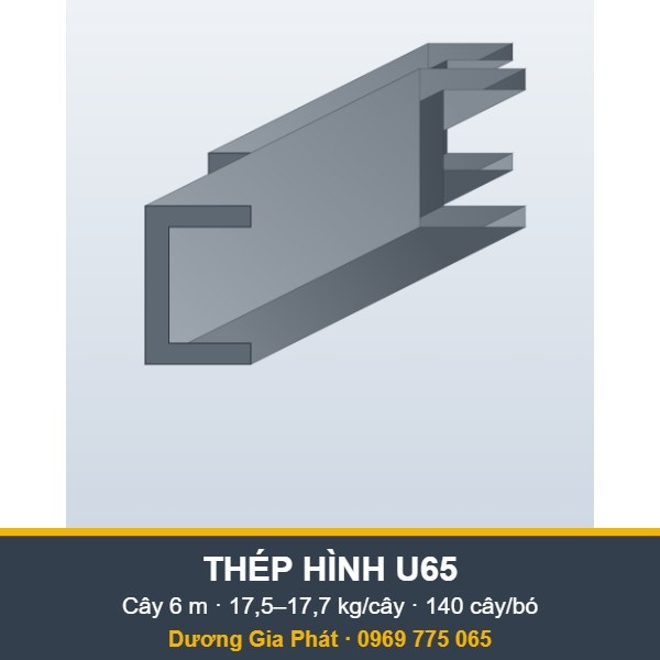 Thép hình U 65 (U65) – cây 6 m, 17,5–17,7 kg/cây