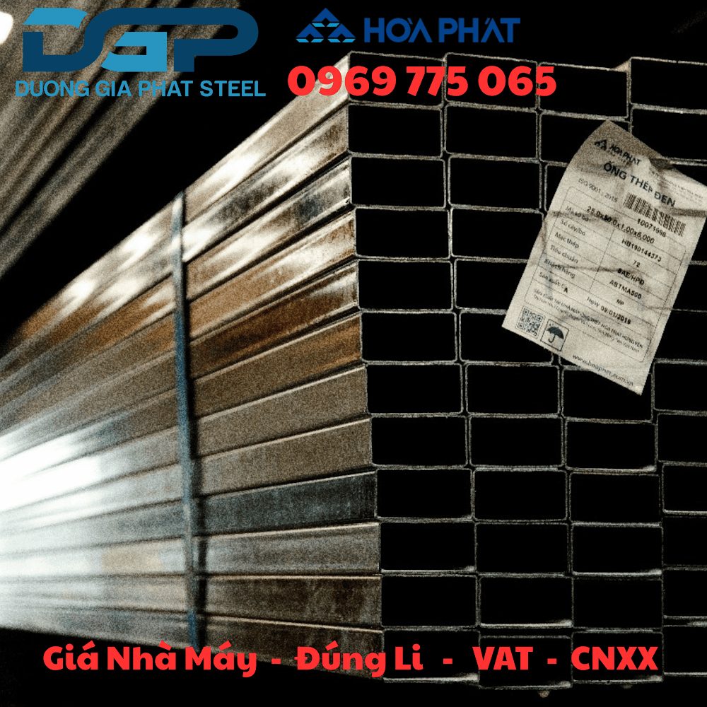 Bó thép hộp mạ kẽm chữ nhật có tem nhà máy