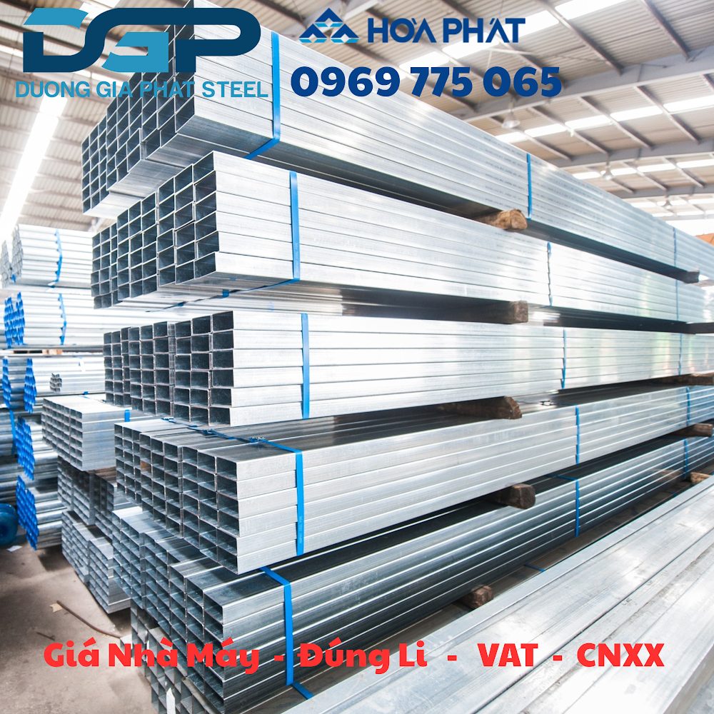 Thép hộp mạ kẽm chữ nhật tại kho Dương Gia Phát